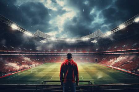 Football stadium people backview. Stadium team. Generate Aiの素材