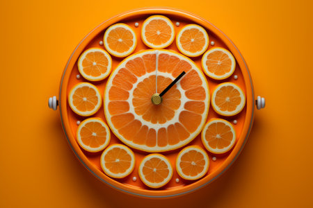 Wakeful Fresh orange alarm clock. Fresh summer pastel. Generate Aiの素材