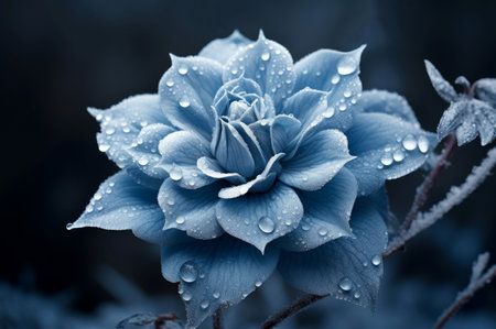 Tranquil Frozen blue flower. Macro nature. Generate Aiの素材