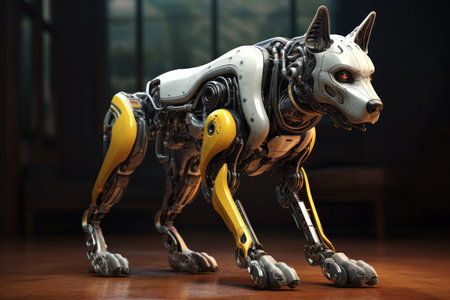 Inanimate Robot dog head. Futuristic animal. Generate Aiの素材