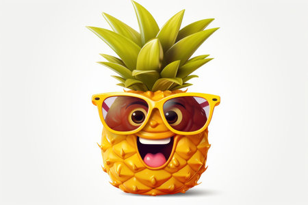 Sunny Happy pineapple character. Creative design. Generate AIの素材