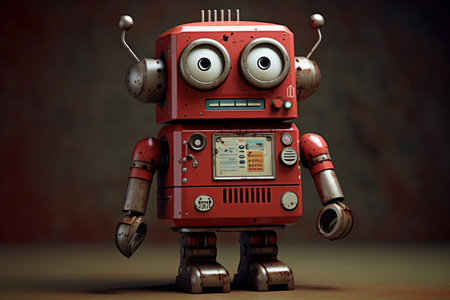 Retro Cartoon tin robot. Robot metal. Generate Aiの素材
