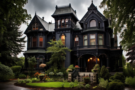 Charming Beautiful victorian cute mansion. Sky cottage. Generate Aiの素材