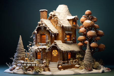 Traditional Gingerbread house winter. Home decoration. Generate Aiの素材