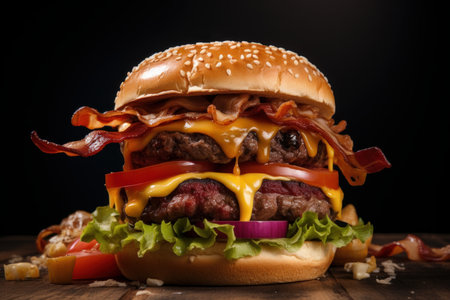 Classic american burger food. Beef meal. Generate Aiの素材