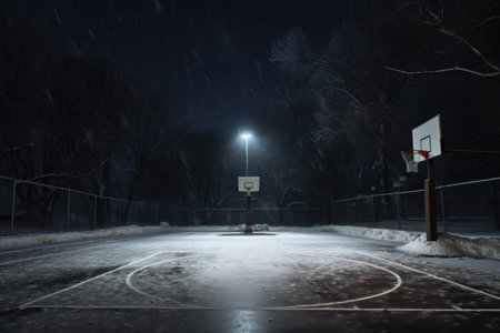 Clean Basketball court outdoor winter. Score street. Generate Aiの素材