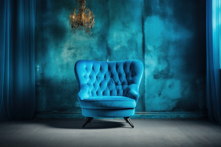 Vibrant Blue armchair. Modern design lounge. Generate Aiの素材
