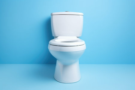 Durable Ceramic toilet blue wall. Wc clean decor. Generate Aiの素材