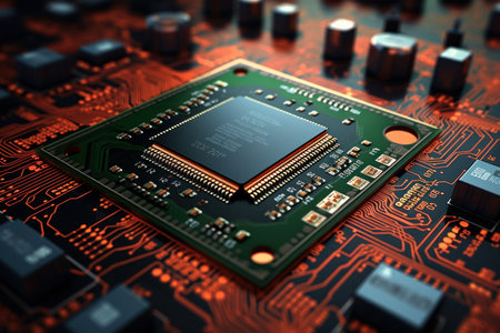 Multilayered Circuit board. Science data microchip. Generate Aiの素材
