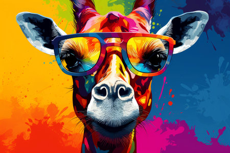 Imaginative Giraffe glasses. Face fun zoo. Generate Aiの素材