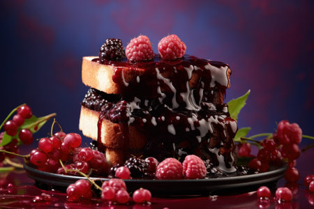 Luscious Berry jam toast stack. Sweet food. Generate Aiの素材