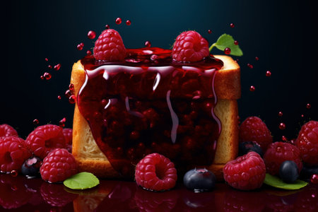 Aromatic Berry jam toast stack. Sweet food. Generate Aiの素材