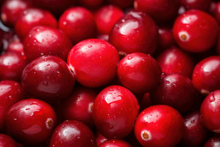 Red cranberry background. Fruit with water drops. Generate Aiの素材