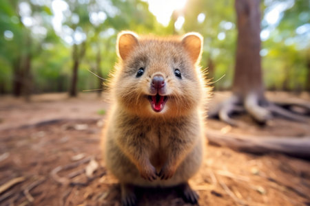 Captivating Cute smiling quokka. Cute nature animal. Generate AIの素材
