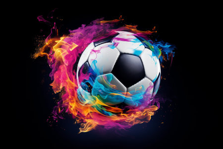 Eye-catching Soccer smoke ball. Goal flame winner. Generate Aiの素材