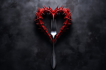 Charming Forks heart valentine dish. Plate gift. Generate Aiの素材