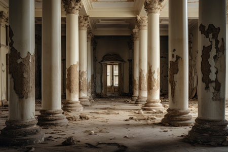 Vintage Antique columns abadoned. Art nature stone. Generate Aiの素材