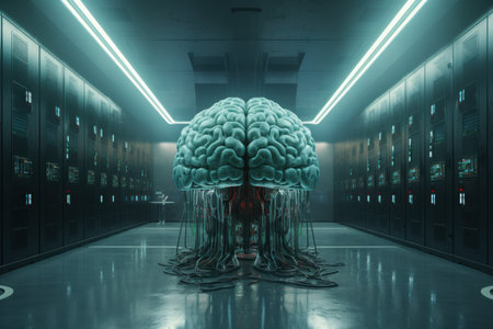 Expansive Brain data center. Future business internet. Generate Aiの素材