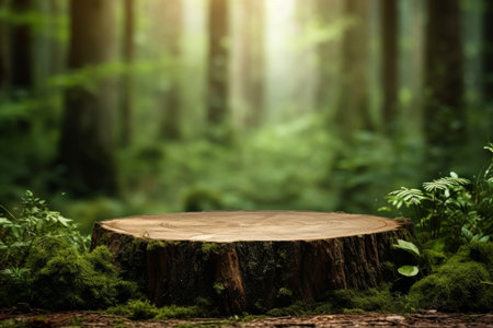 Natural Forest tree stump mockup. Plant summer. Generate Aiの素材