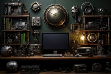 Ergonomic Gamers room hardware. Monitor and chair. Generate Aiの素材