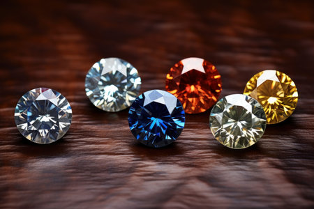 Vibrant Different colored diamonds. Stone shape. Generate AIの素材