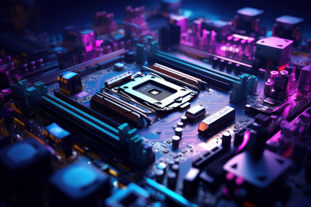 High-speed CPU modern motherboard. Board chip. Generate AIの素材