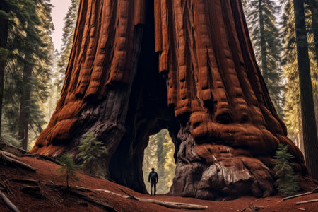 Majestic Giant sequoia tree. Green forest nature. Generate AIの素材