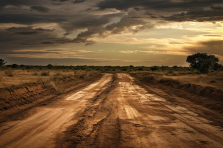 Lifeless Dry dirt river. Hot global land. Generate Aiの素材