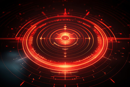 Intriguing Glowing cyber target circle. Digital space. Generate Aiの素材