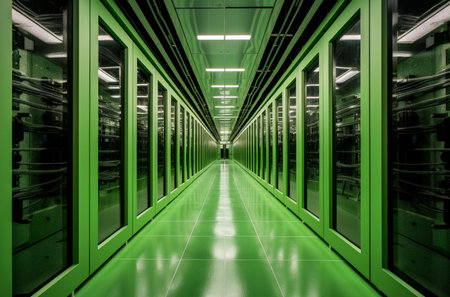 Eco-friendly Green data center place. Futuristic storage. Generate Aiの素材