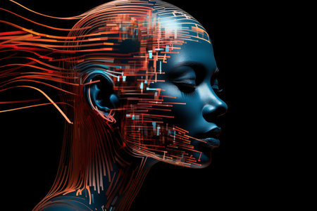 Decisive Head of digital lines. Brain intelligence. Generate Aiの素材