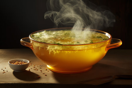 Savory Hot bouillon. Stock food dish. Generate Aiの素材