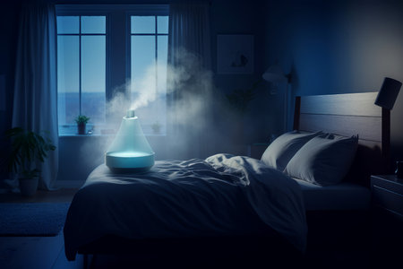 Bedroom humidifier night. Space purifier. Generate Aiの素材
