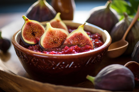 Round Jam bowl fig. Natural organic tasty. Generate Aiの素材