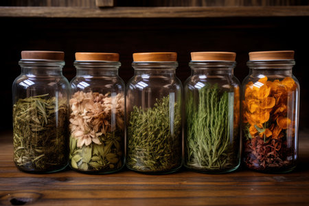 Concentrated Dry jar herbal tea. Drink herb aroma. Generate Aiの素材