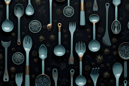 Kitchen utensils on wall. Clean design. Generate Aiの素材