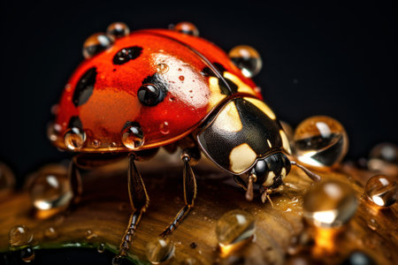 Miniature Lady beetle macro. Wild insect bug. Generate Aiの素材