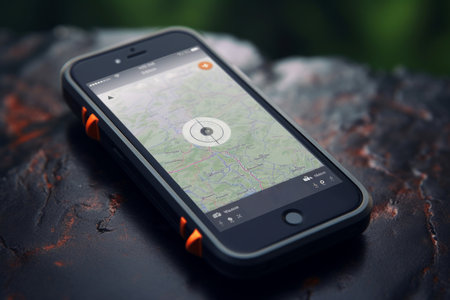 Interactive GPS navigator. Internet app drive. Generate AIの素材