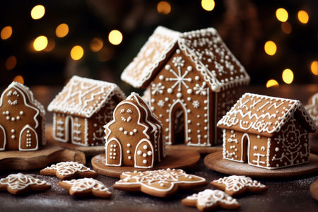 Decorative Gingerbread christmas cookies. Ginger biscuit. Generate AIの素材
