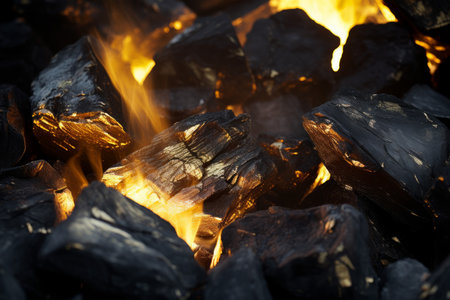 Compact Gold nugget coals. Coal rock. Generate Aiの素材