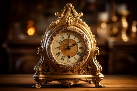 Timeless Gold old clock. Retro time. Generate Aiの素材