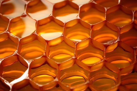 Sticky Honey comb. Gold sweet food. Generate Aiの素材