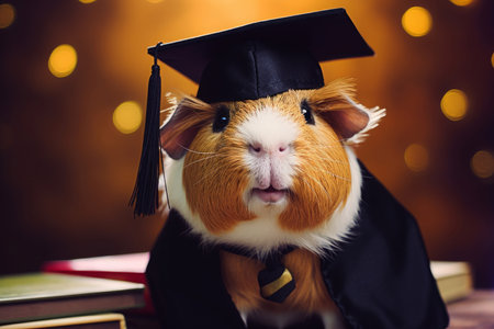 Intelligent Graduate guinea pig mammal. Home education. Generate Aiの素材