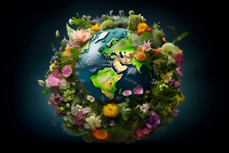 Tranquil Green planet earth cover. Cover design art. Generate Aiの素材