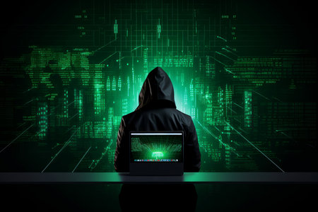 Abstract Hacker mockup background. Coding security. Generate Aiの素材