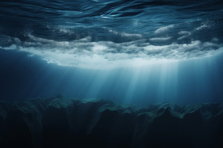 Submerged Underwater iceberg. Ocean nature landscape. Generate Aiの素材