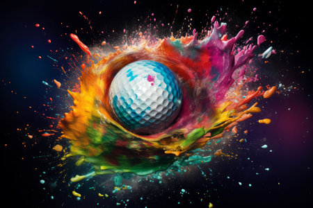 Glossy Golf ball. Play activity club. Generate Aiの写真素材