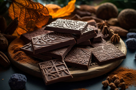 Cruelty-free Handmade vegan chocolate. Dessert truffle. Generate Aiの写真素材