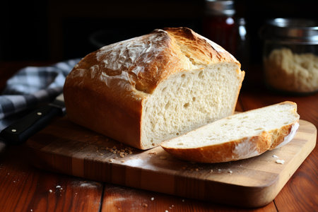 Aromatic Homemade bread. Slice loaf cut. Generate Ai