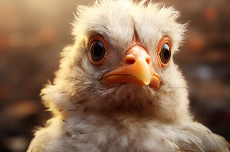 Tiny Little chicken closeup. Farm baby bird. Generate Aiの素材
